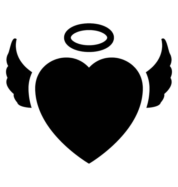 Corazón Con Plumas Anillo Ángel Icono Del Corazón Ángel — Archivo Imágenes Vectoriales