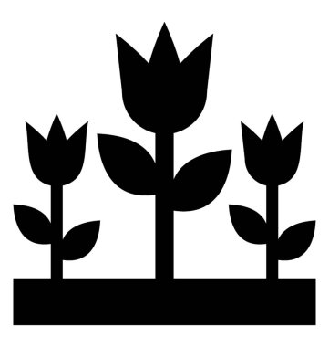 Çiçeklerle sahip bir kara lale tasvir yaprakları ile Bahçe bırakır 