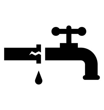 Eski su dokunun sızıntılı boruyla, sıhhi tesisat sistemi simge vektör 