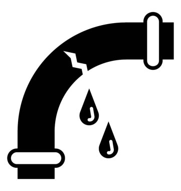 su sızıntı kırık boru hattı, simge vektör görüntü veri bloğu 