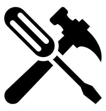 Çekiç ve tornavida birlikte tamir araçları anlam ifade eden geçti