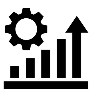 Çubuk grafik veri yönetimi simgesini ifade eden vites ile