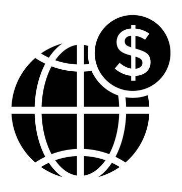 Küre küresel para simgesi ifade eden dolar işareti olan