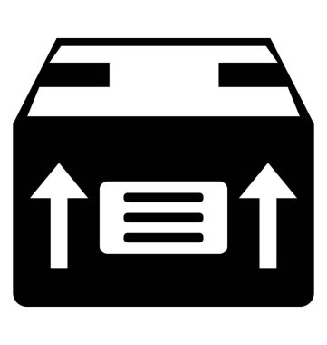 Paket simgesi ifade eden üst oklar bir kutusu 