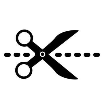 Kupon kesme sembolü temsil eden bir çizgi çizgi kesim makas 