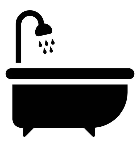Bathtub Design Icon Shower Bathing Spa — Stock Vector