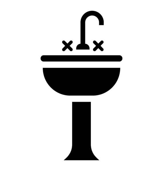 Bowl Tap Two Faucets Both Sides Making Icon Wash Basin — Stock Vector