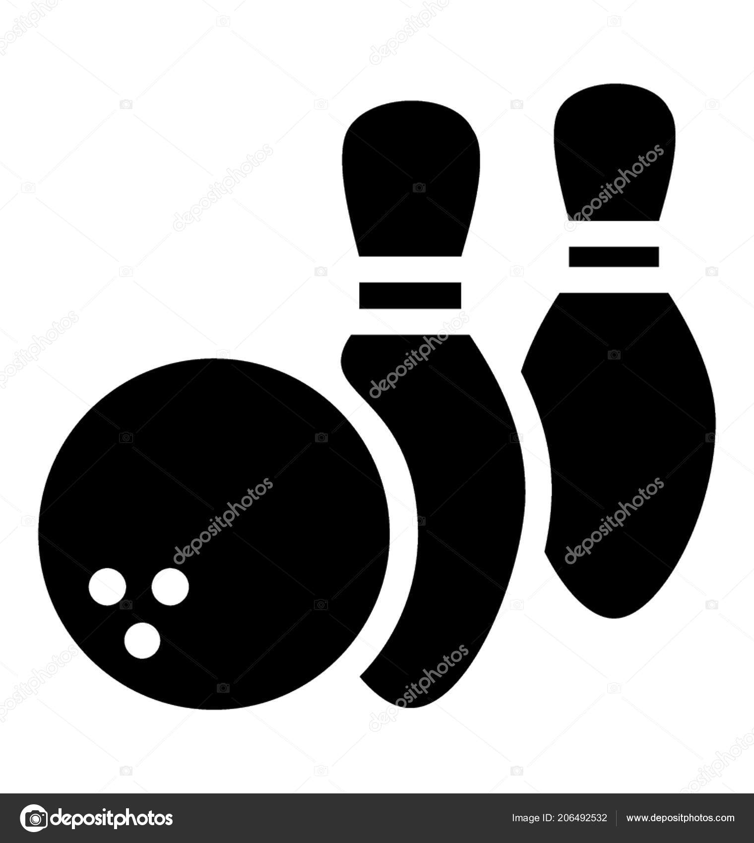 Icon Ball Three Holes Pins Playing Bowling — Stock Vector