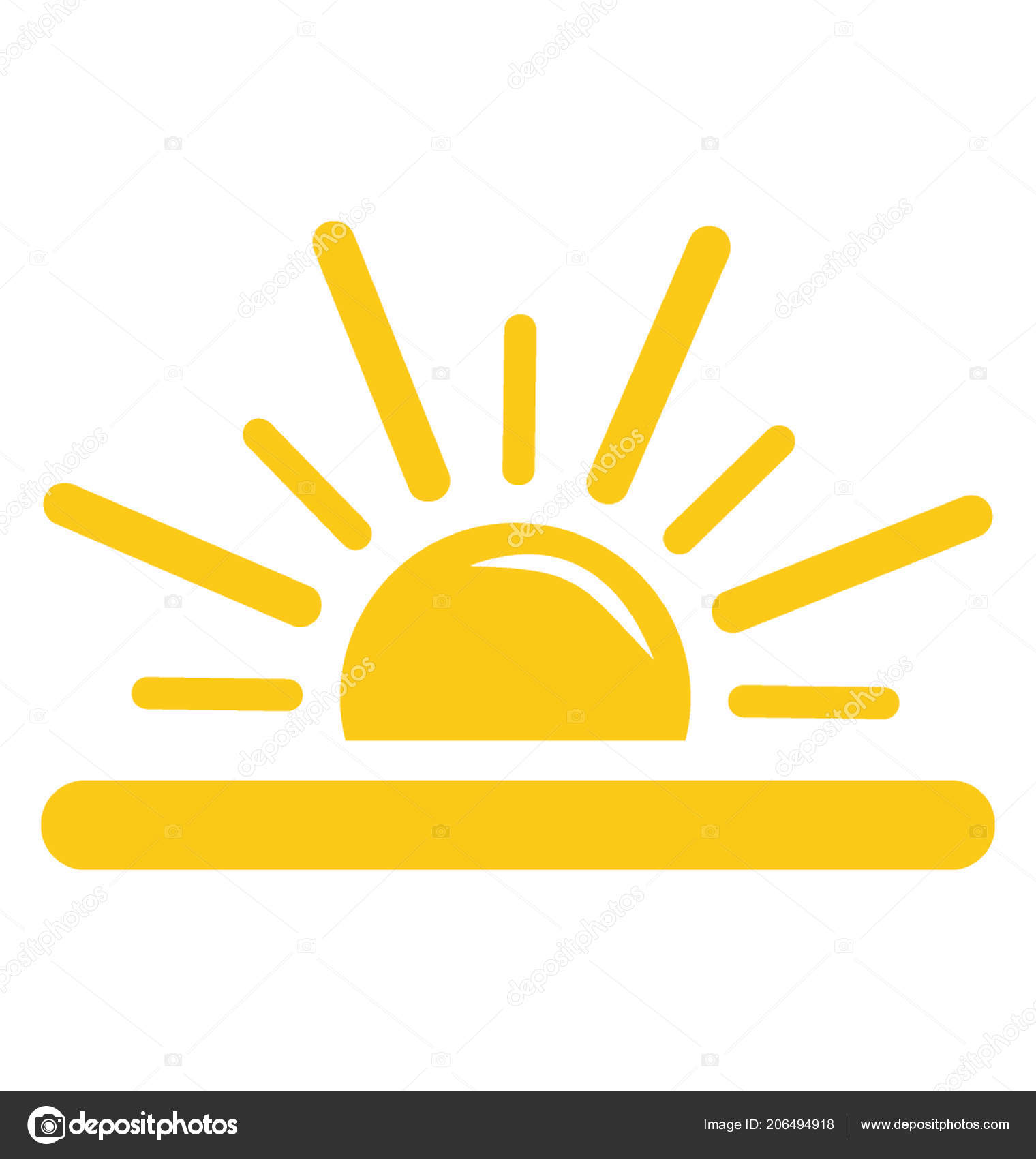 Half Sun Rays Emerging Upwards Sunrise Concept Stock Vector By