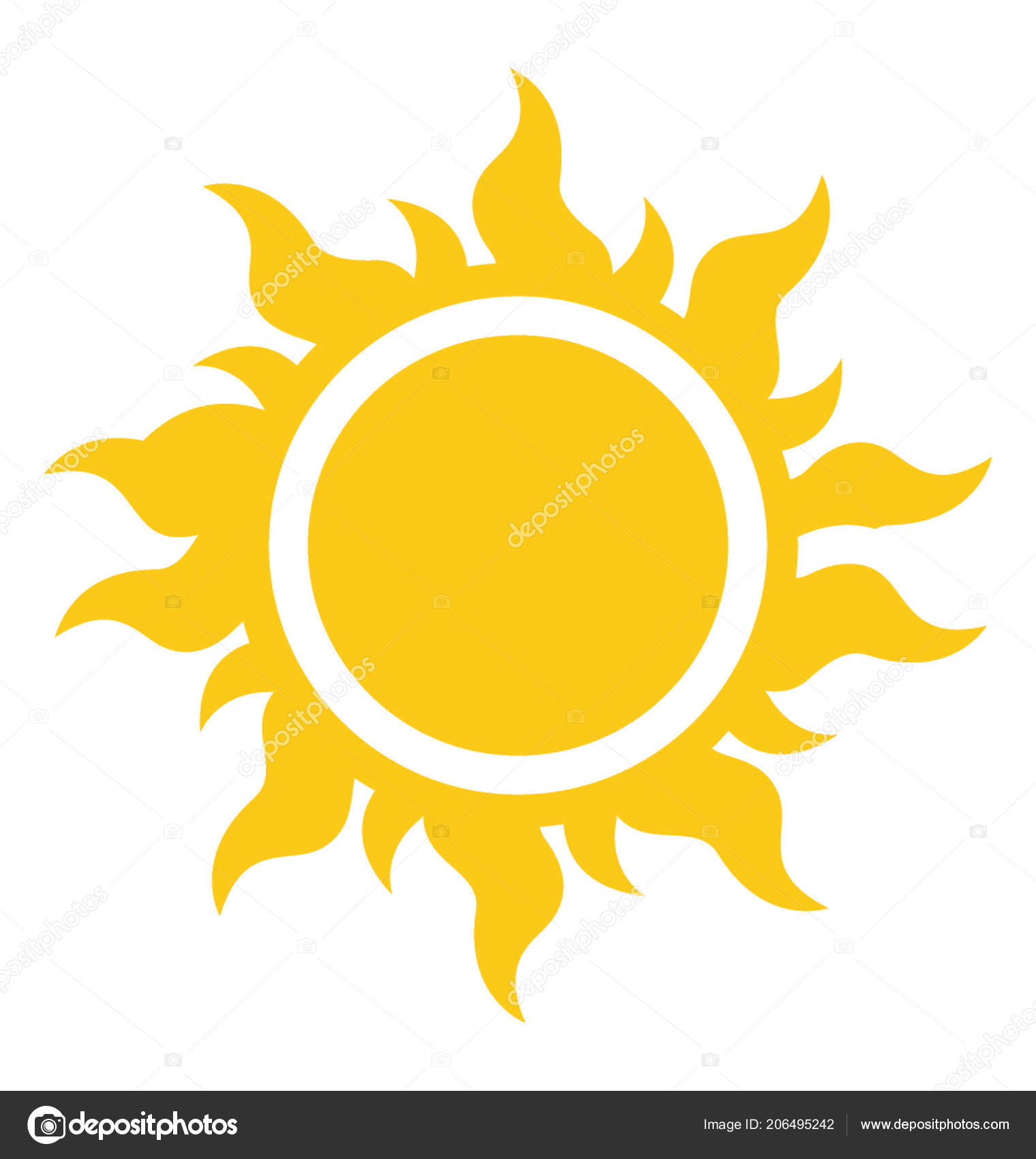 Cartoon Shape Bright Yellow Sun Fire Rays Fire Sun Stock Vector Image ...