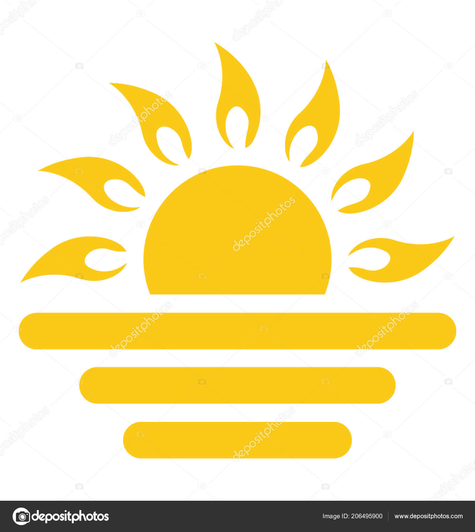 Half Sun Setting Downwards Water Showing Concept Sunset Stock Vector Image  by ©vectorsmarket #206495900