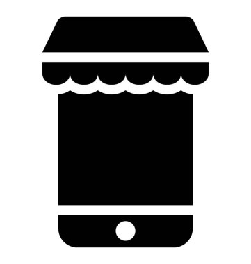 Mobil alışveriş simgesi için bir çıkış gibi tasarlanmış bir cep telefonu