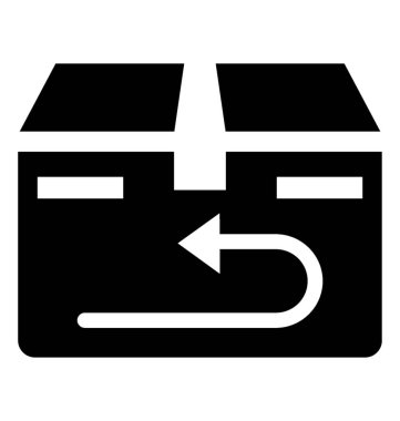 Bir karton kutu ile paket ifade eden ok işaret eden bir geri dönüş kavramı