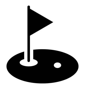 Golf delik golf resmeden bir zeminde bayraklı