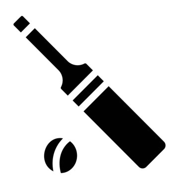 Bir yarasa ve kriket oynamak için kullanılan çizgiler içeren top simgesi