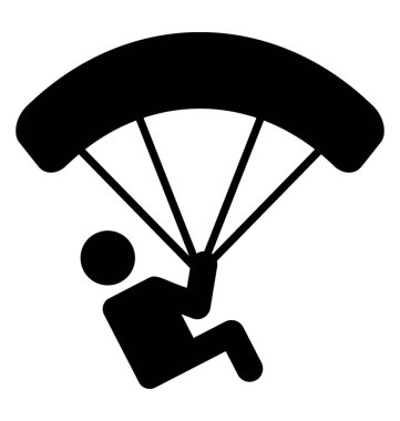 İnsan avatar paraşütle atlama yapıyor bir paraşüt asılı