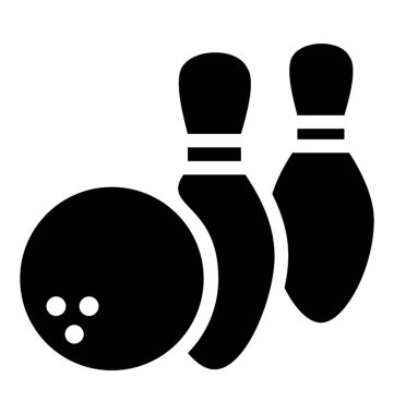 Top üç delik ve bowling oynamak için iğne ile bir simgesi 