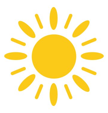 Sarı güneş beyaz şeritler ile renkli ve güneş ışınları ortaya çıkan, çiçek 