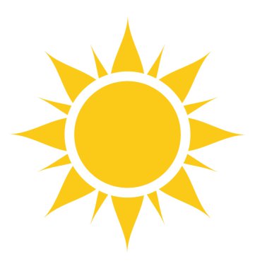 Parlak sarı güneş güneş güneş tasarım tasvir eden güneş ışınları ile 