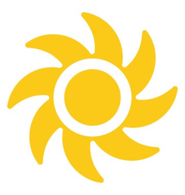 Güneş ışınları ventilations sembolü açıklayan gibi fan ile bir el çekilmiş 