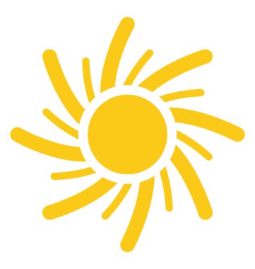 Dönen güneş simgeleyen dönen ışınları ile parlak bir güneş 