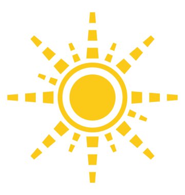 Parlak sarı çizgi film güneş güneş tasarım tasvir eden güneş ışınları ile 