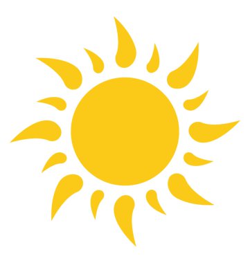 Karakteristik sıcak güneşin dönen ile parlak bir güneşin parlak ışınları 