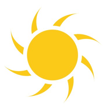 Tilt ışınları bir karikatür tarzı bir sevimli sarı güneşin şekliyle 