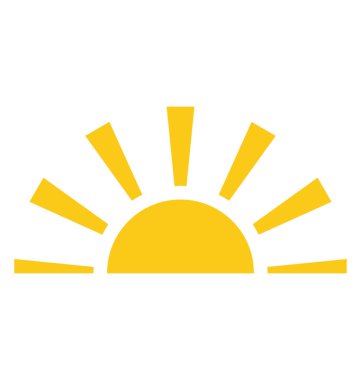 Aşağıya doğru günbatımı kavramı gösterilen bir yarım güneş batıyor 