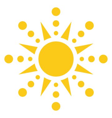 Bir çiçek desenli güneş tasarım ya da bir tür yapay güneş çizim 