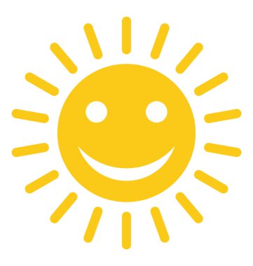 Gülümseyen emoji mutlu güneş tasvir eden güneş içinde 