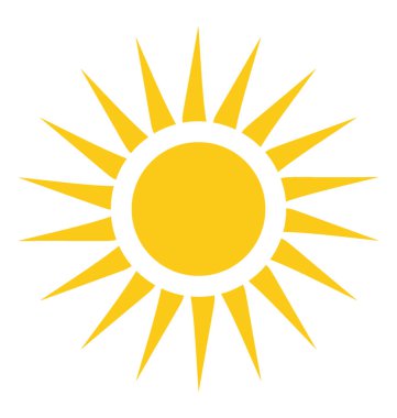 Bir karikatür tarzı parlak ışınları ile sevimli sarı güneşin şekli 