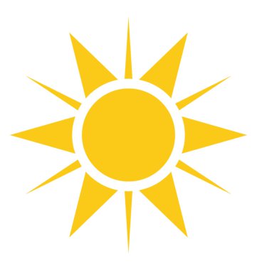 Parlak sarı çizgi film güneş güneş tasarım tasvir eden güneş ışınları ile 