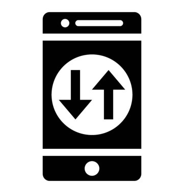 Cep telefonu bir web sayfası içinde yukarı oklar ve mobil yedekleme kavramsallaştırma aşağı yön ile gösterilen 