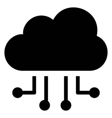 Bir bulut görünen ve bulut ağ kavramı sunan farklı yönlere doğru bazı düğümler 