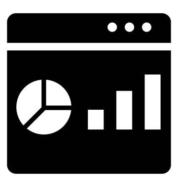 Bazı pasta grafik ve çubuk grafik, Web sitesi kontrol paneli simgesini temsil eden Web ön ucu ile 