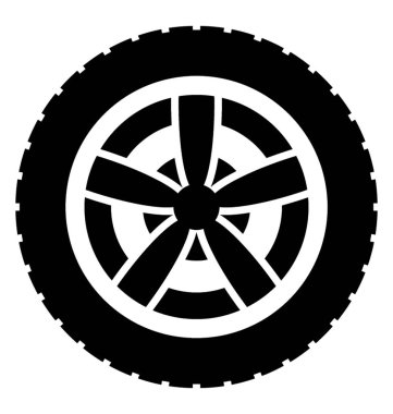 Araba suv lastik simgesini ifade eden içinde beş sivri uçlu yıldız şekli ile 