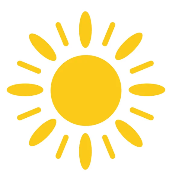 黄色的太阳与白色条纹和涌现的射线 花太阳 — 图库矢量图片