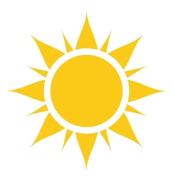 明亮的黄色太阳太阳与太阳光线描绘太阳设计 — 图库矢量图片