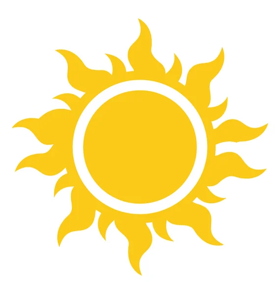 一个卡通形状的明亮的黄色太阳与火像射线 火太阳 — 图库矢量图片