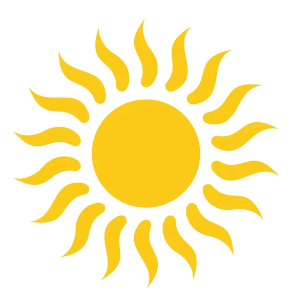 一个明亮的黄色太阳与火像射线概念化的火热的太阳 — 图库矢量图片