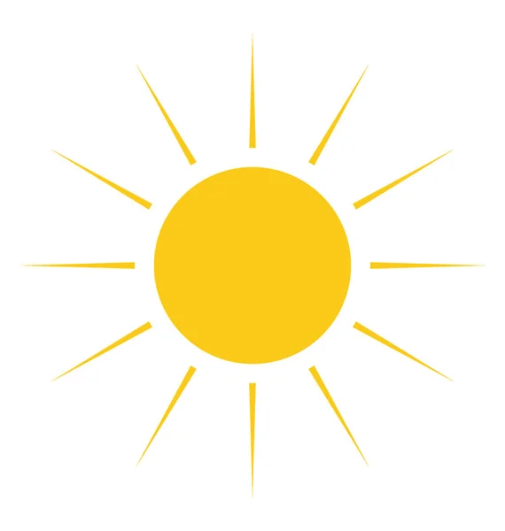 一个可爱的黄色太阳形状与锐利的光线在卡通风格 — 图库矢量图片