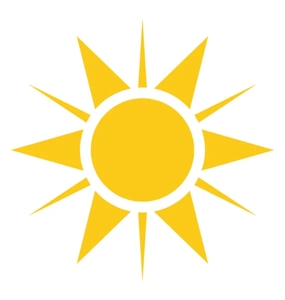 明亮的黄色动画片太阳与太阳光线描绘太阳设计 — 图库矢量图片