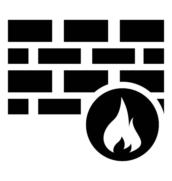 Pared Fuego Agarrando Gráfico Del Icono Del Firewall Computadora — Vector de stock