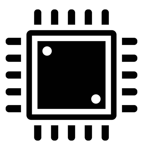 穴とマイクロプロセッサのアイコンを参照してある小さな正方形チップ — ストックベクタ