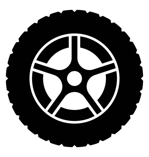 Circular Shape Star Metal Showing Automobile Tyre Icon — Stock Vector