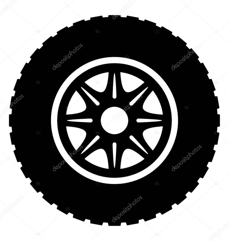 Sunshine patterned disk with thick rubber showing auto tyre icon