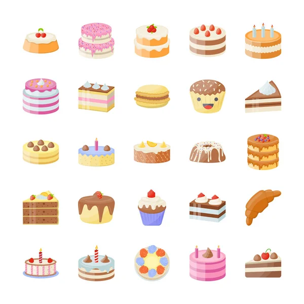 Cake Platte Vector Icons Set — Stockvector