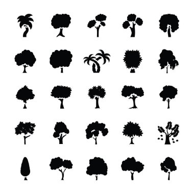 Set of Trees Glyph Vector Icons  clipart