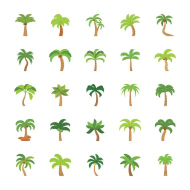 Flat Vector Icons Set of Trees clipart